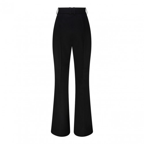 Black Wool Flared Trousers