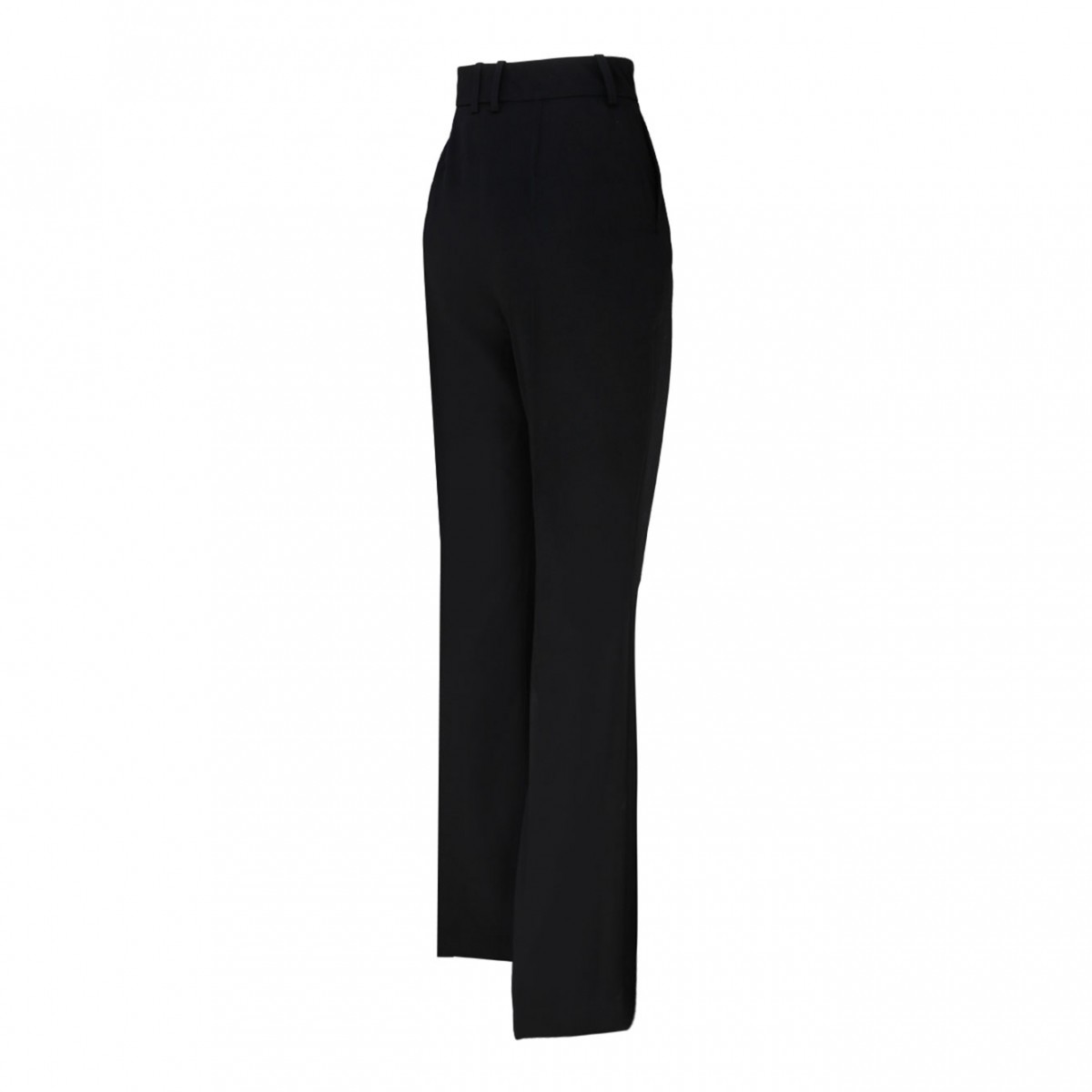 Black Wool Flared Trousers