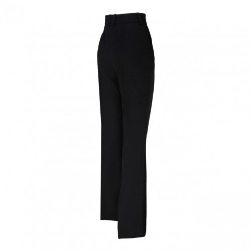 Black Wool Flared Trousers