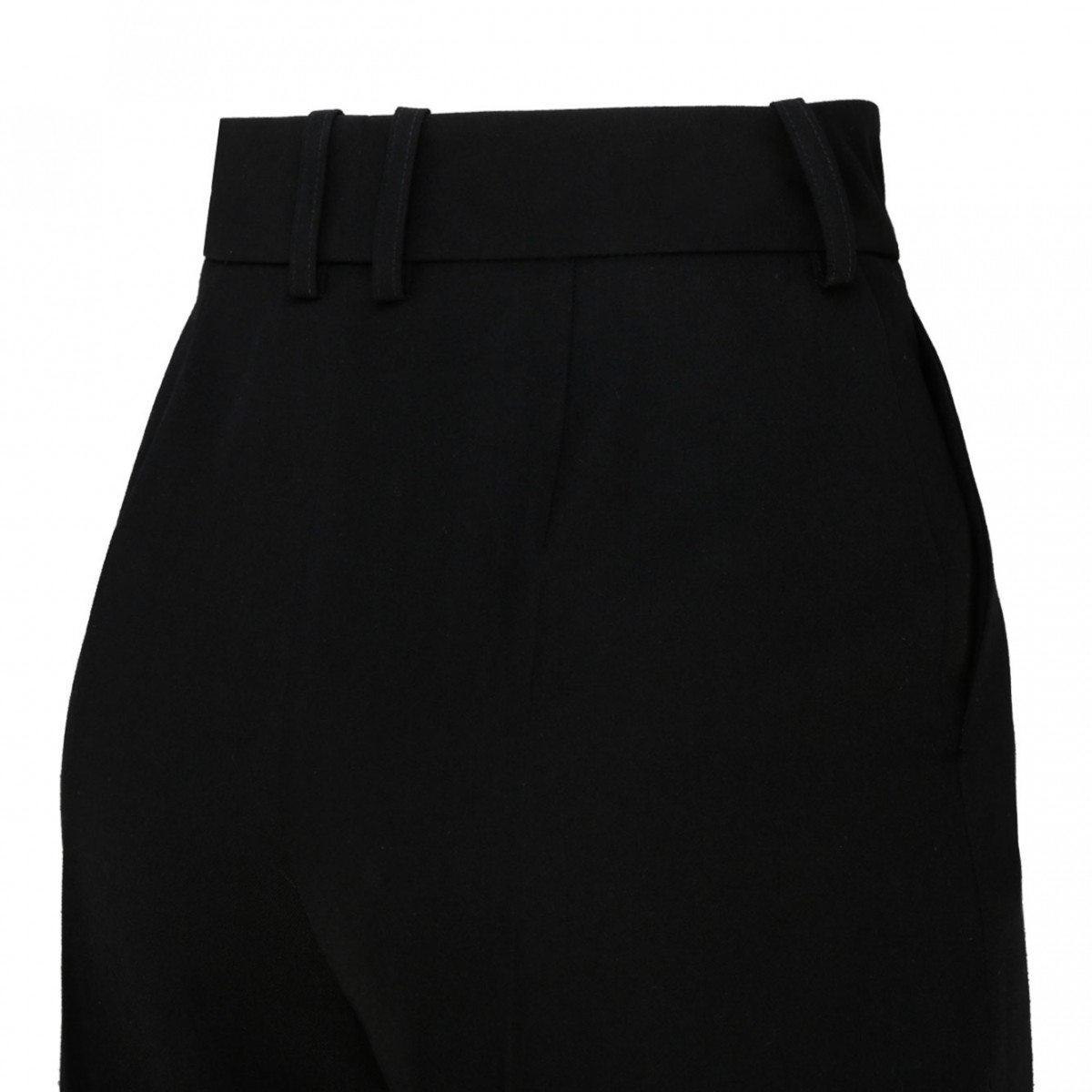 Black Wool Flared Trousers