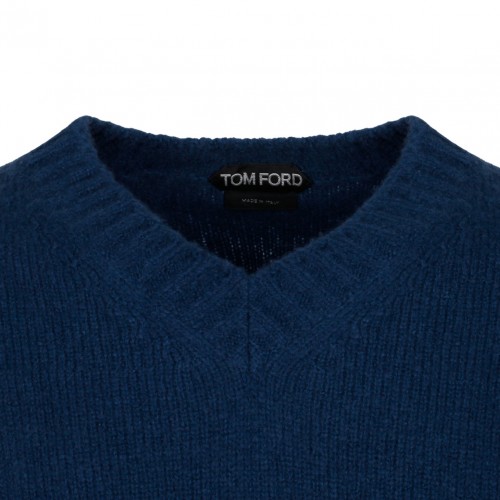 Dark Blue V Neck Jumper