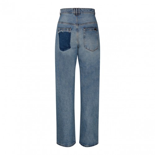 Light Blue Cotton Wide Leg Jeans 2