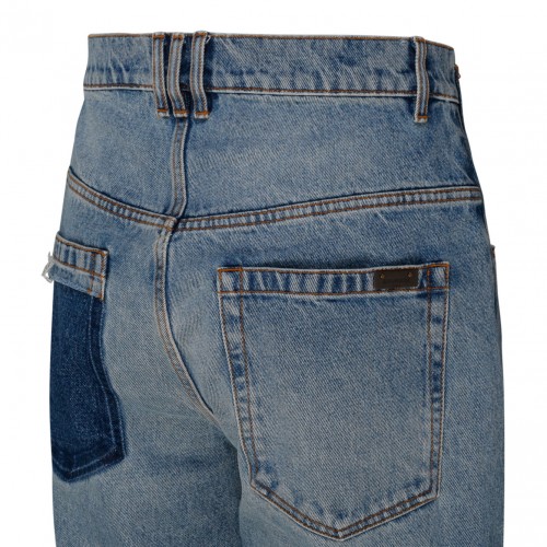 Light Blue Cotton Wide Leg Jeans