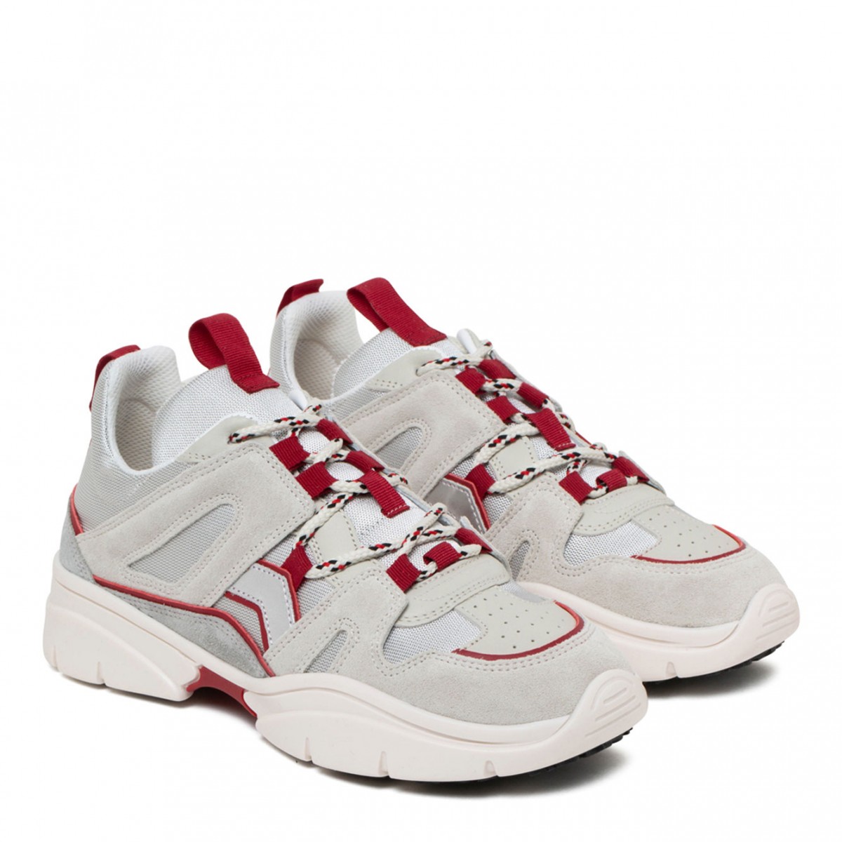 Silver and Red Kindsay Low Top Sneakers