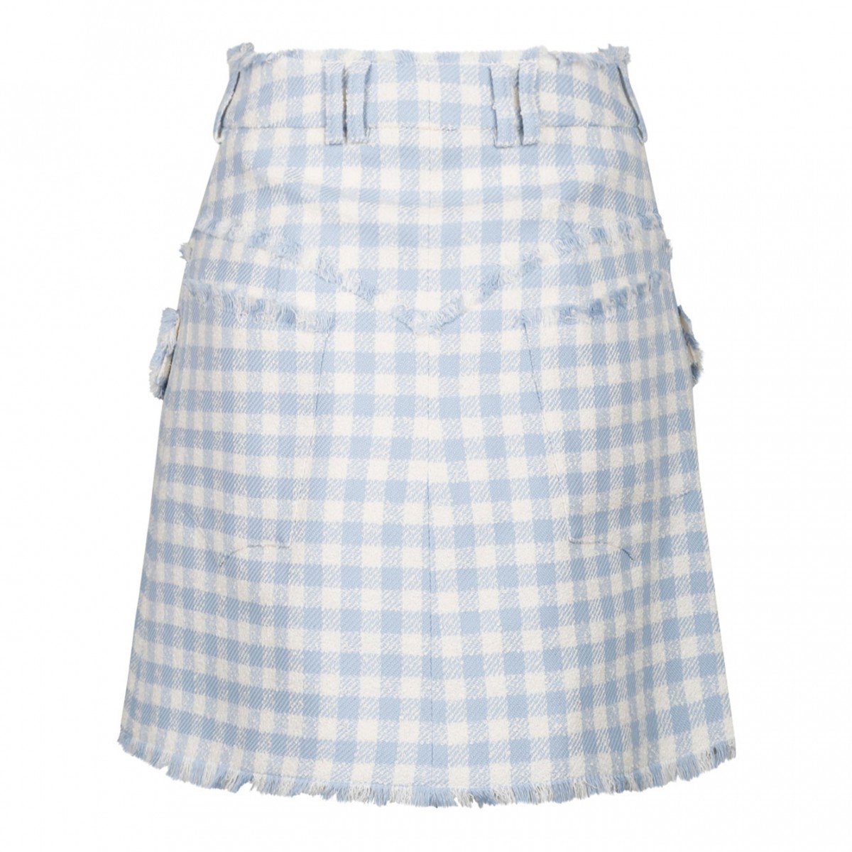 Blue Gingham Tweed A-Line Skirt