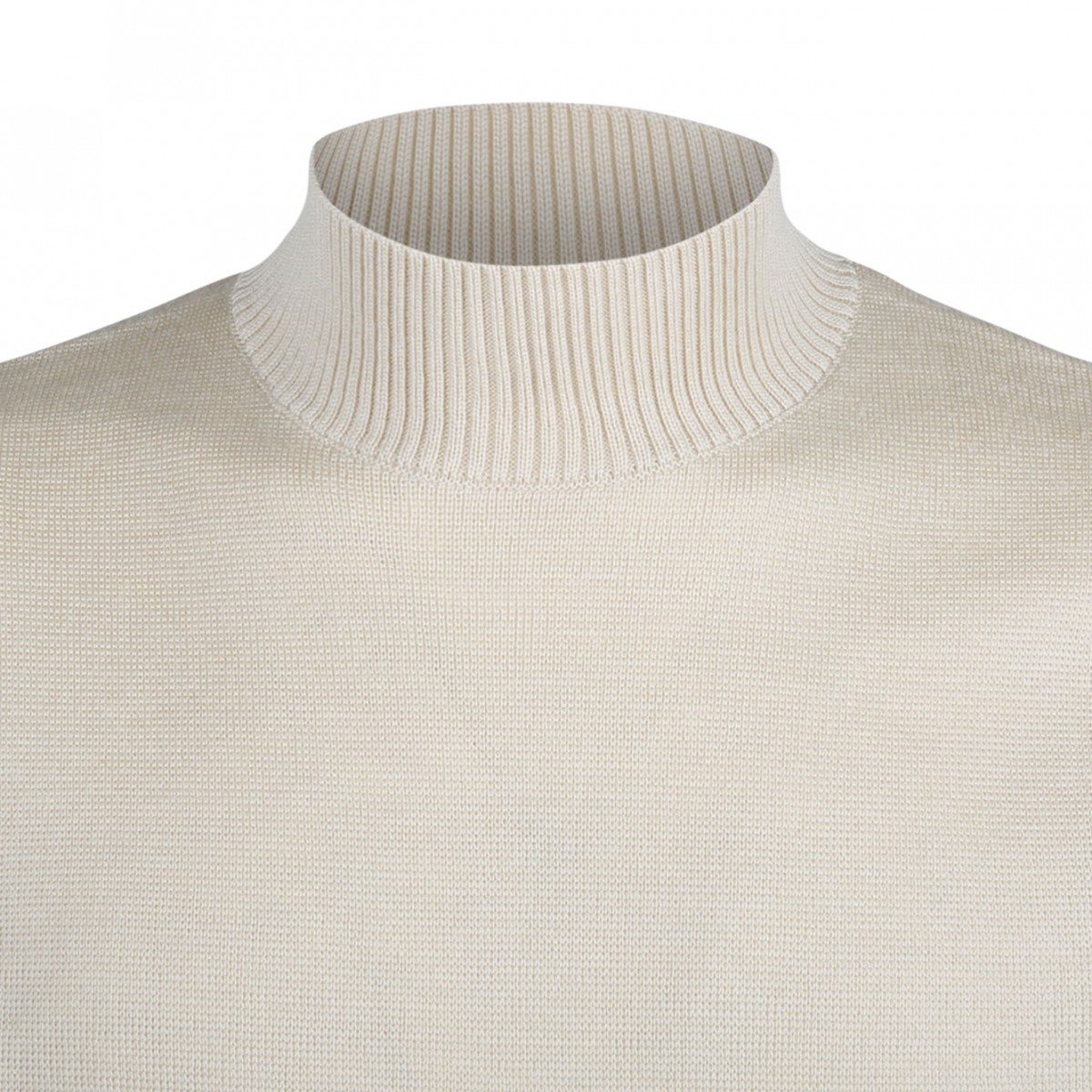Fred Perry Cream Wool Mock Neck Jumper