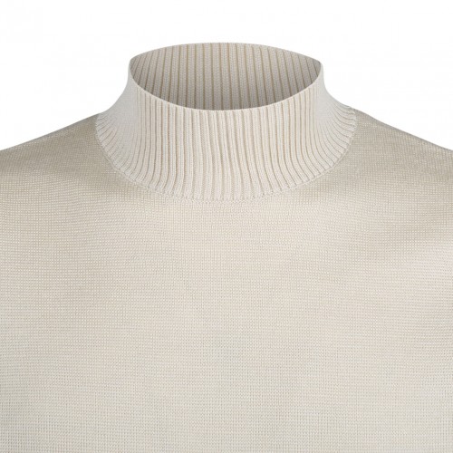 Fred Perry Cream Wool Mock Neck Jumper