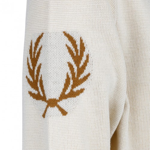 Fred Perry Cream Wool Mock Neck Jumper