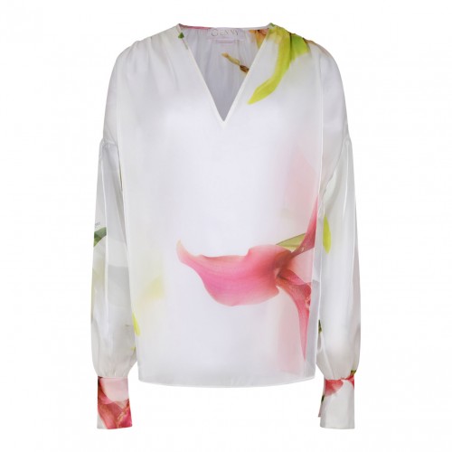 White Floral Print Blouse