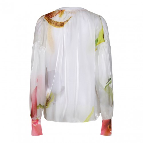 White Floral Print Blouse 2