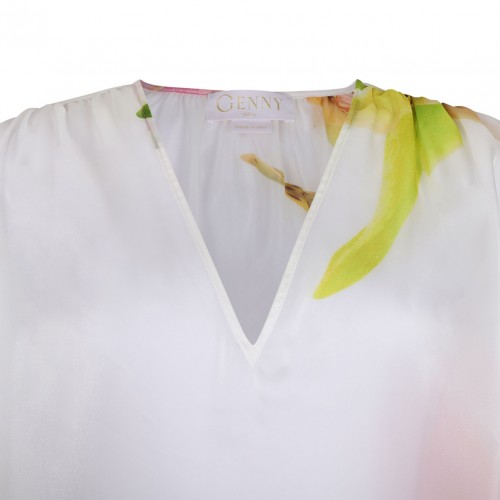 White Floral Print Blouse