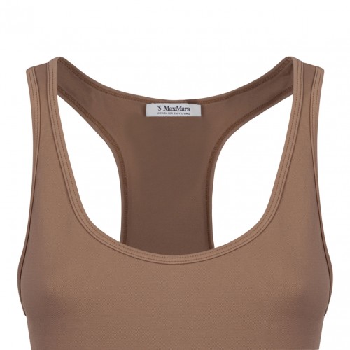Camel Brown Logo Print Top