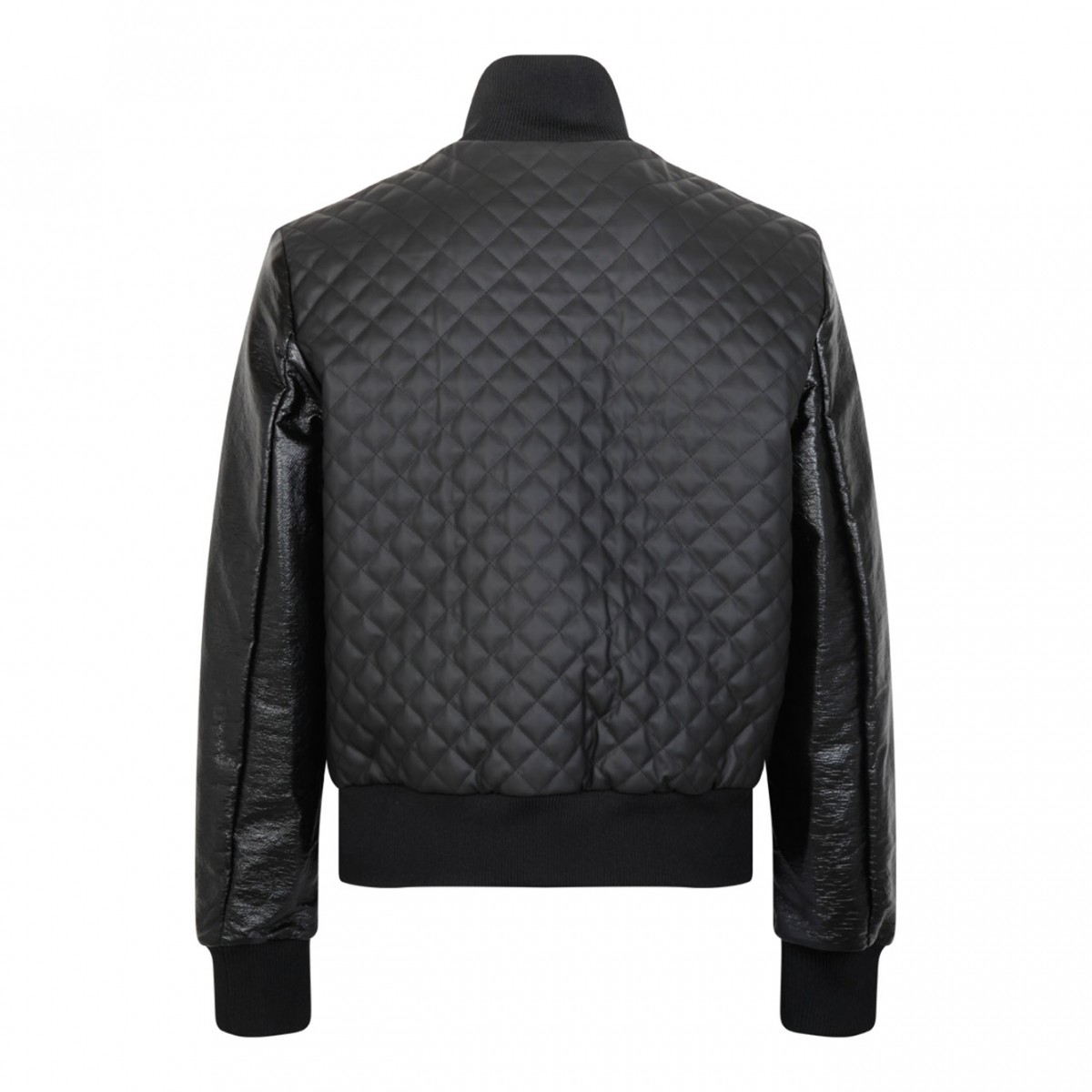 Black Quilted Bomber Jacket