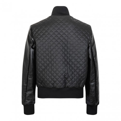 Black Quilted Bomber Jacket