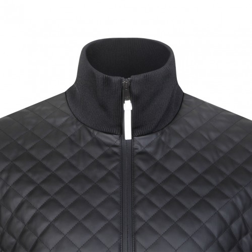 Black Quilted Bomber Jacket