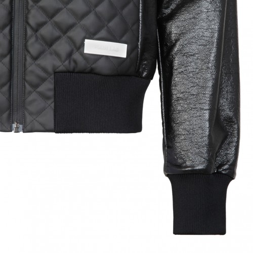Black Quilted Bomber Jacket