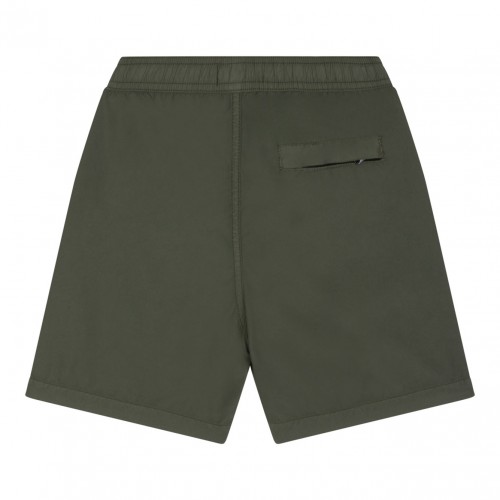 Olive Green Compass Motif Swim Shorts