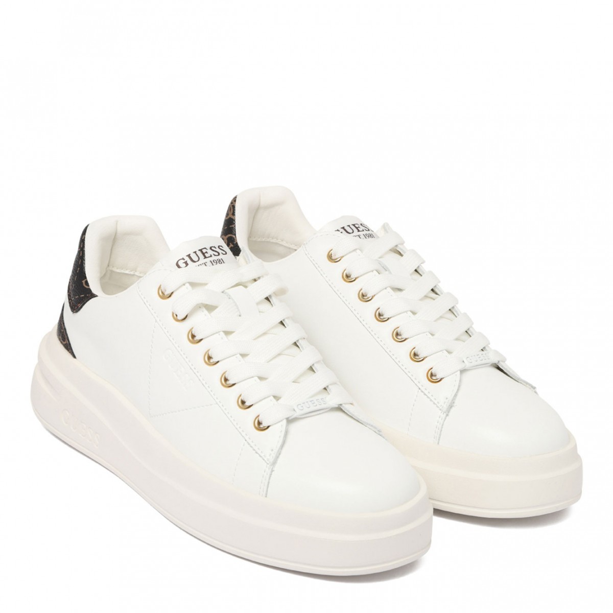 White and Beige Elbina Sneakers