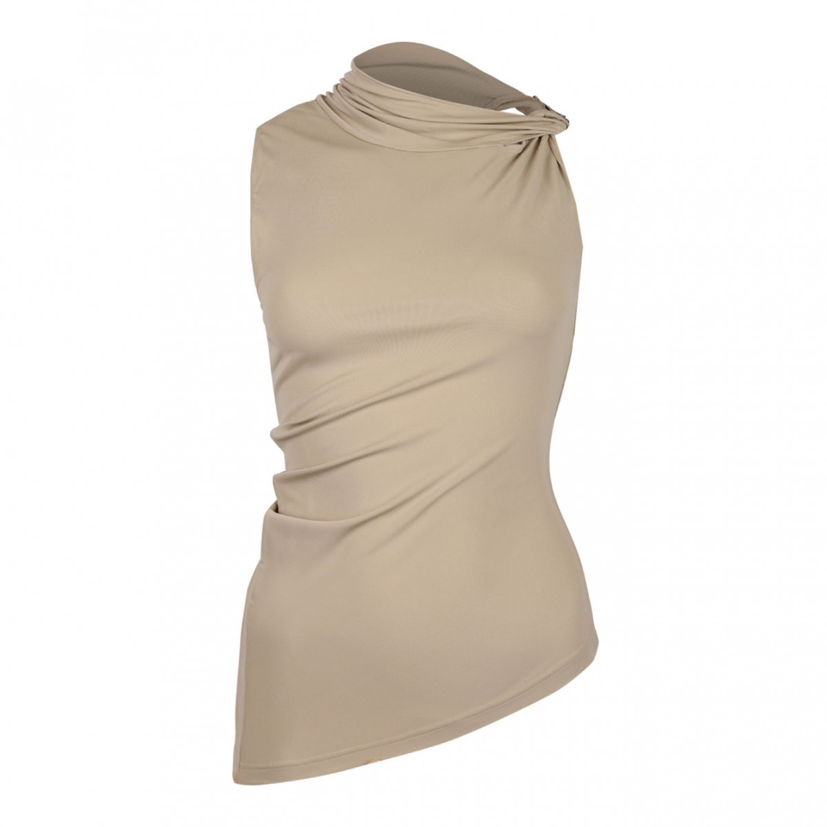 Sand Beige Draped Top