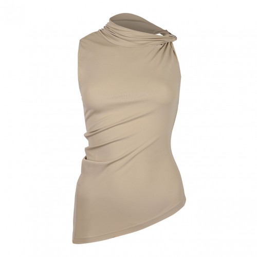 Sand Beige Draped Top