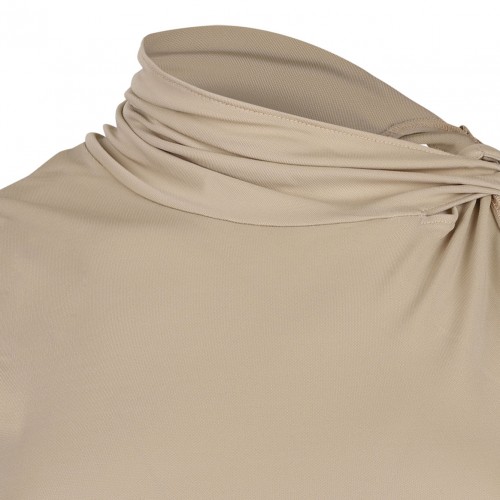 Sand Beige Draped Top