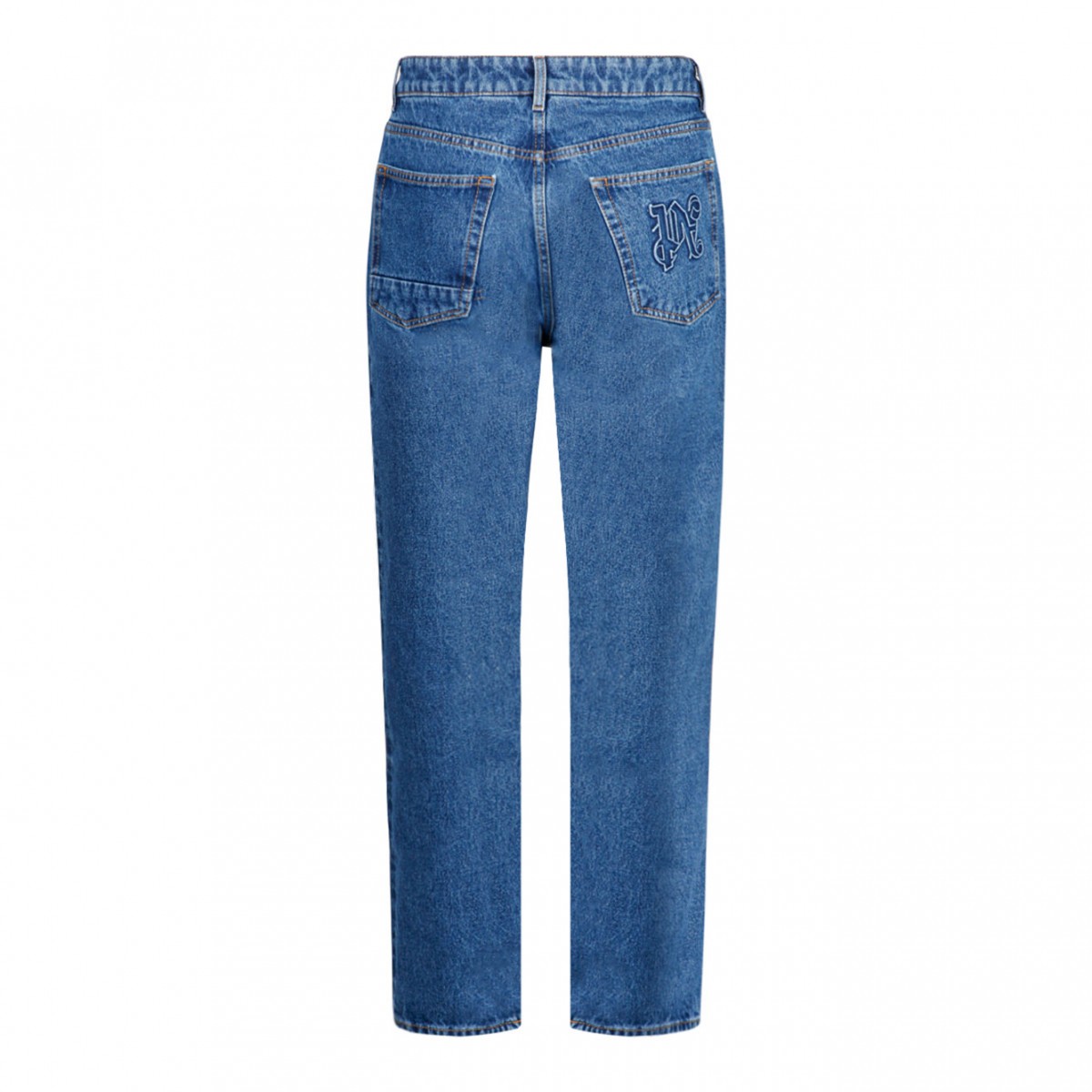 Blue Embroidered Monogram Jeans