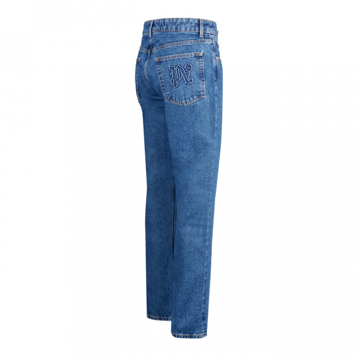 Blue Embroidered Monogram Jeans
