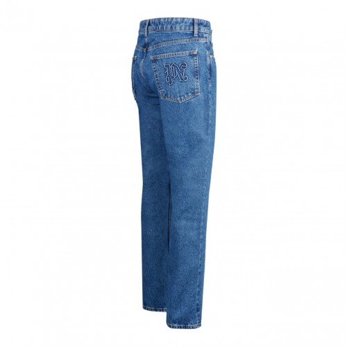 Blue Embroidered Monogram Jeans