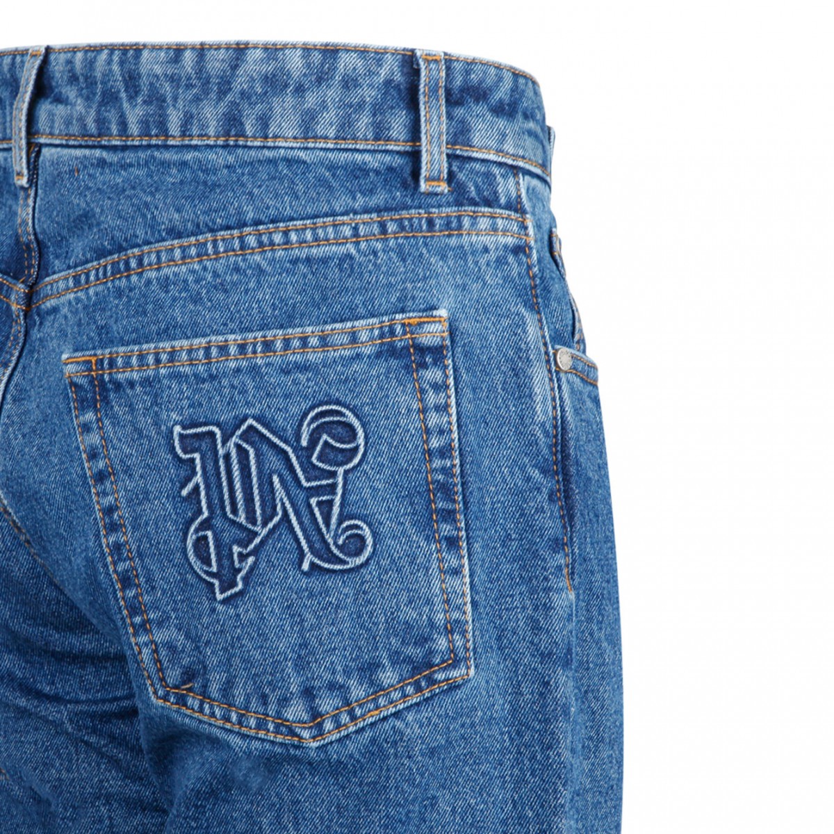 Blue Embroidered Monogram Jeans