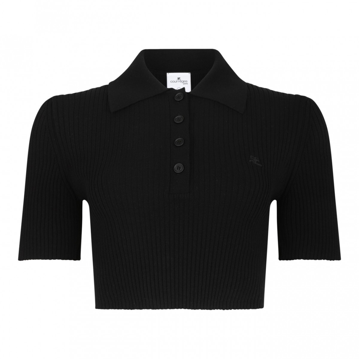 Black Cropped Polo Top