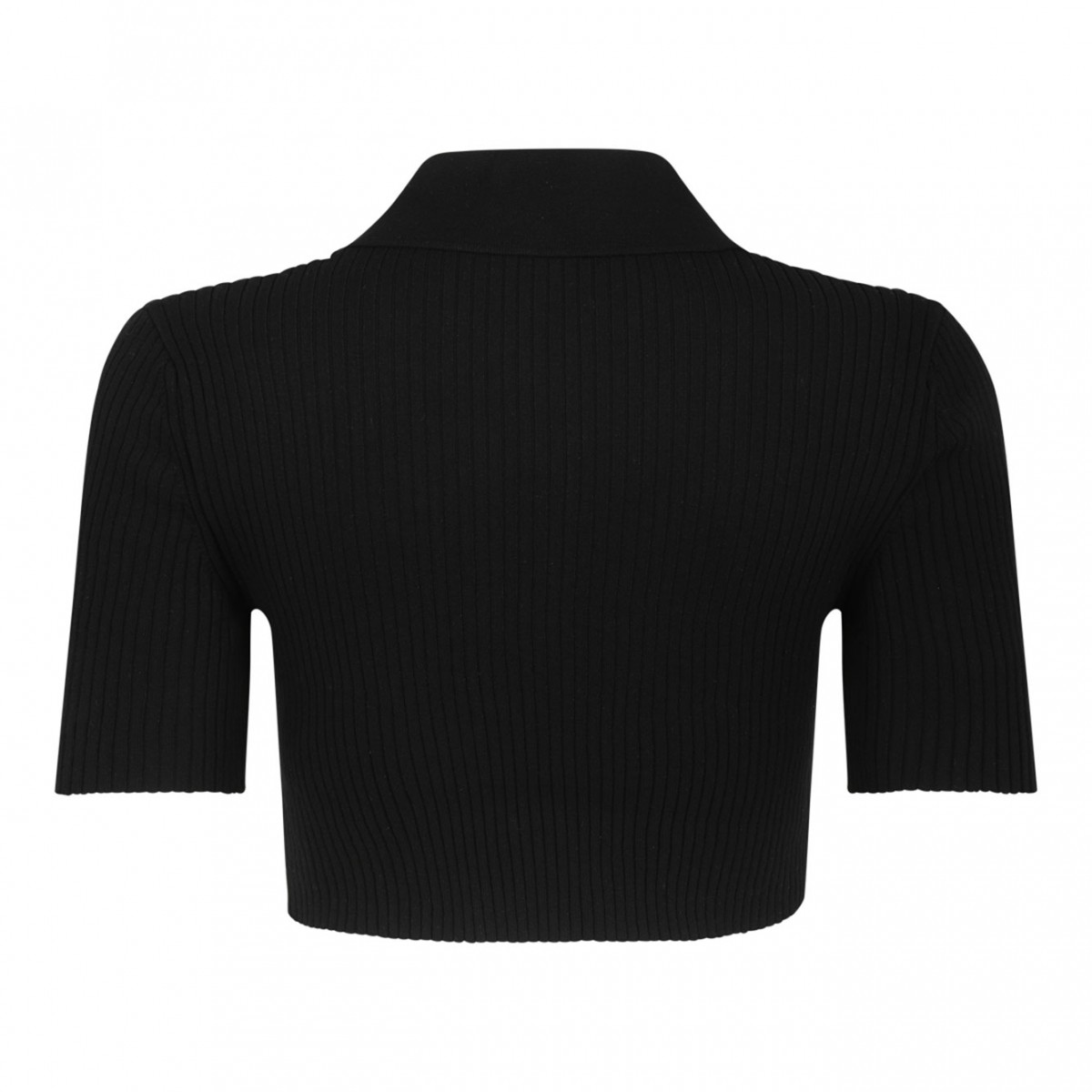 Black Cropped Polo Top