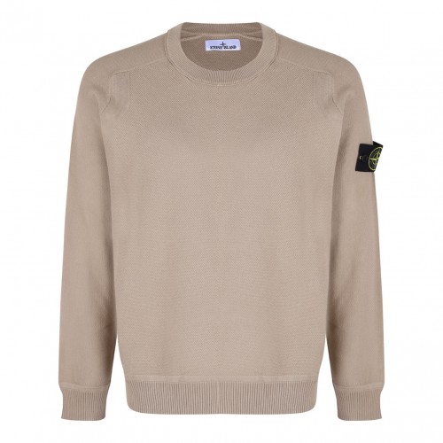 Beige Logo Patch Sweater