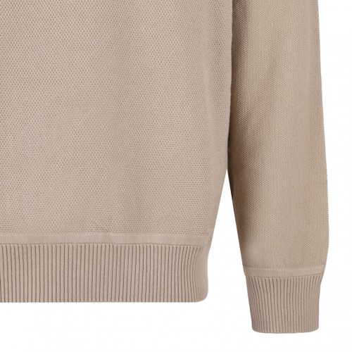 Beige Logo Patch Sweater