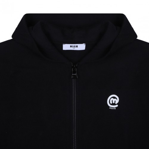 Black Logo Print Hoodie