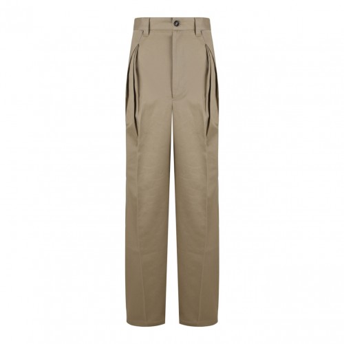 Beige Straight Trousers