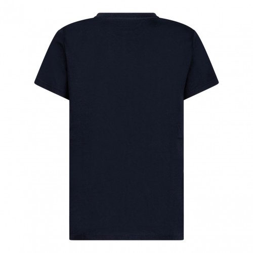 Navy Blue Logo Print T-Shirt