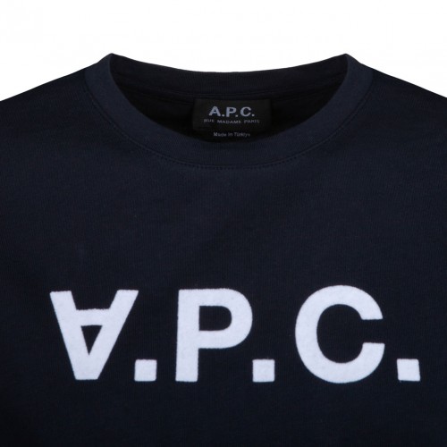 Navy Blue Logo Print T-Shirt