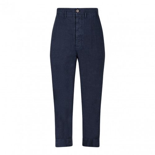 Dyed Linen Cropped Cruise Trousers