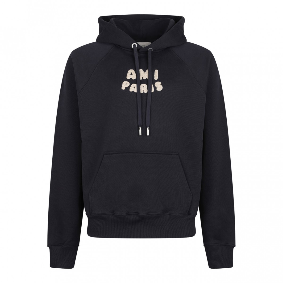 Navy Blue Logo Print Hoodie