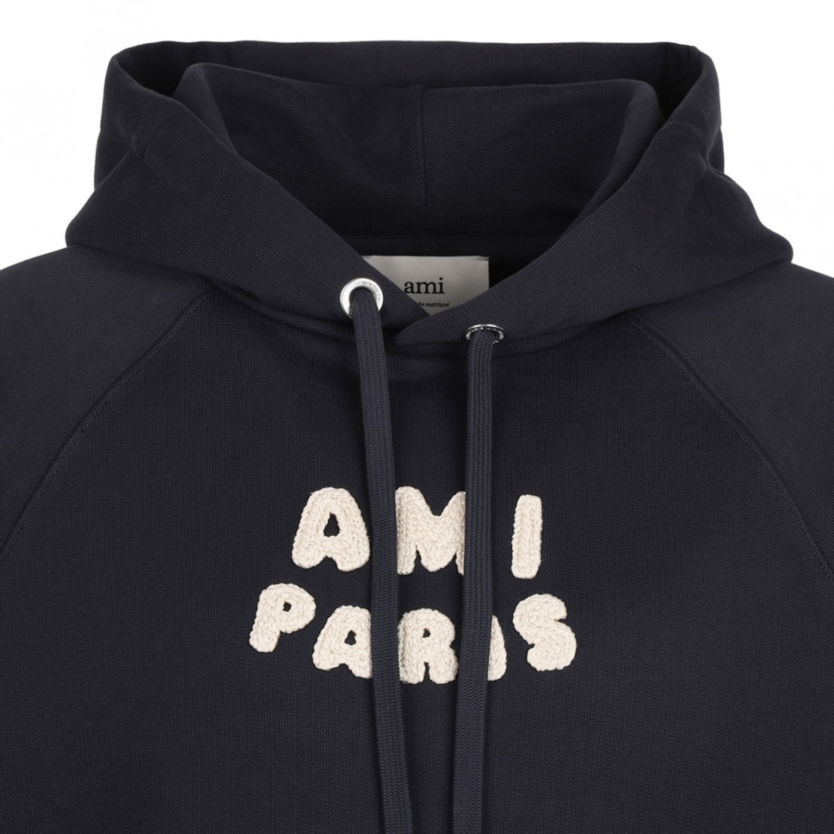 Navy Blue Logo Print Hoodie