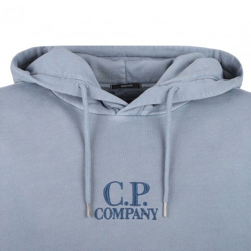 Light Blue Logo Embroidered Hoodie