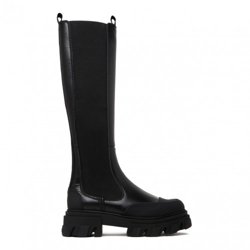 Black Leather Knee Length Boots 2