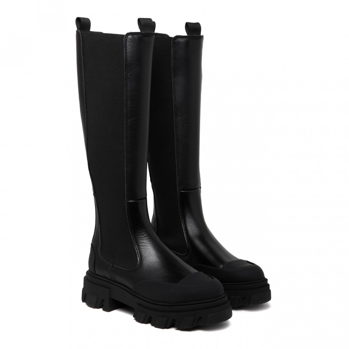 Black Leather Knee Length Boots