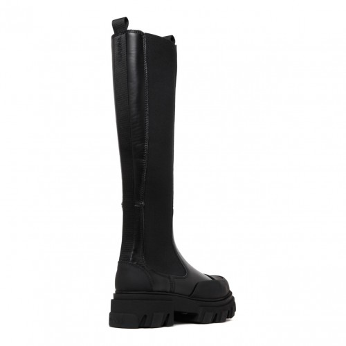 Black Leather Knee Length Boots