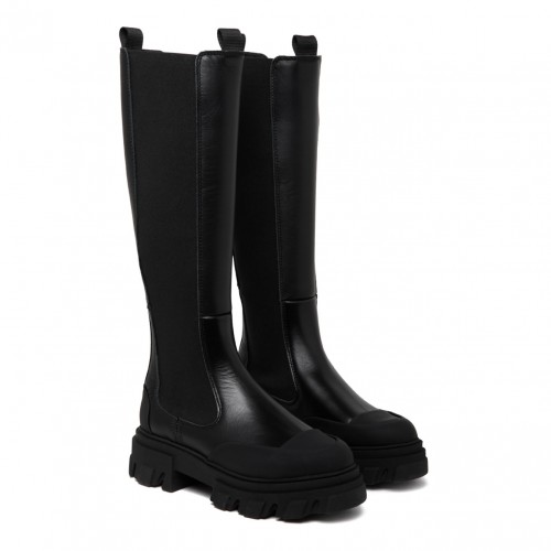 Black Leather Knee Length Boots