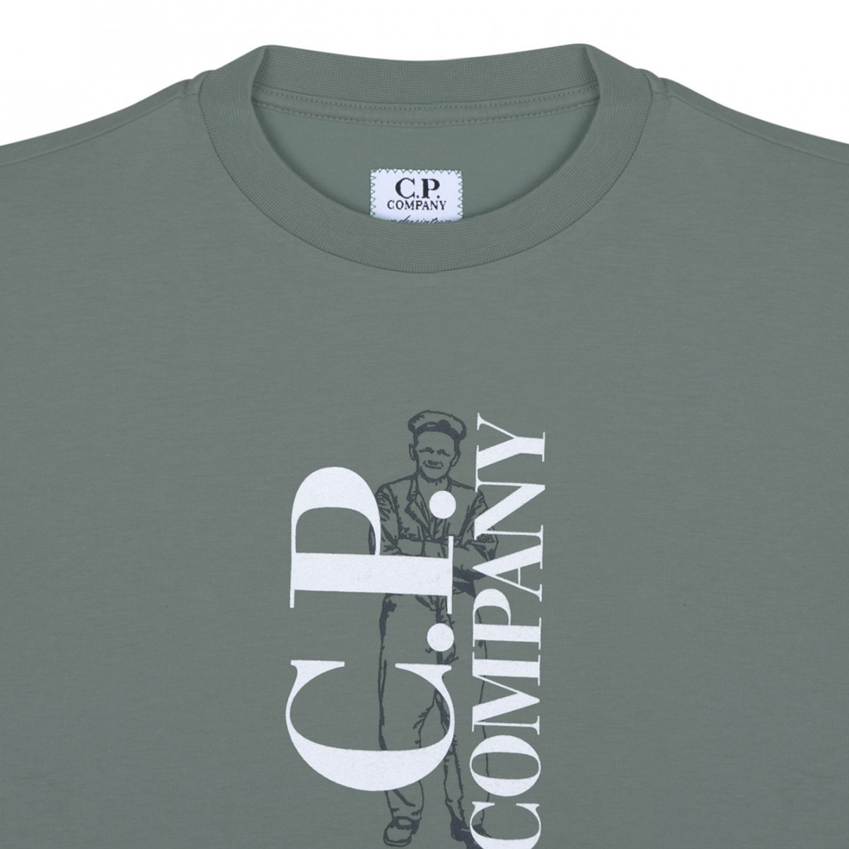 Military Green Logo Print T-Shirt