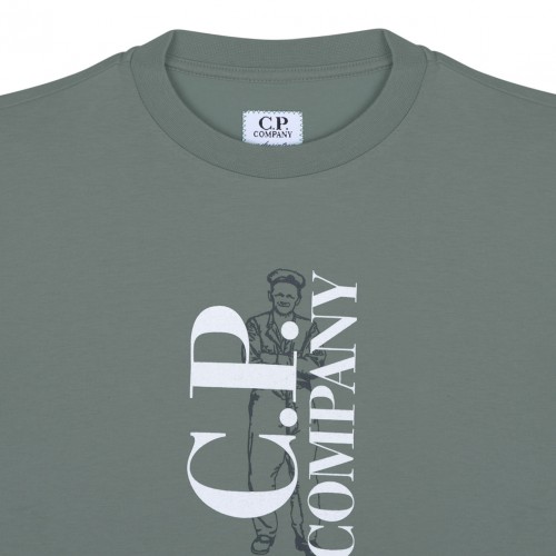 Military Green Logo Print T-Shirt