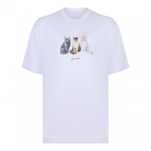 White Cats Print T-Shirt