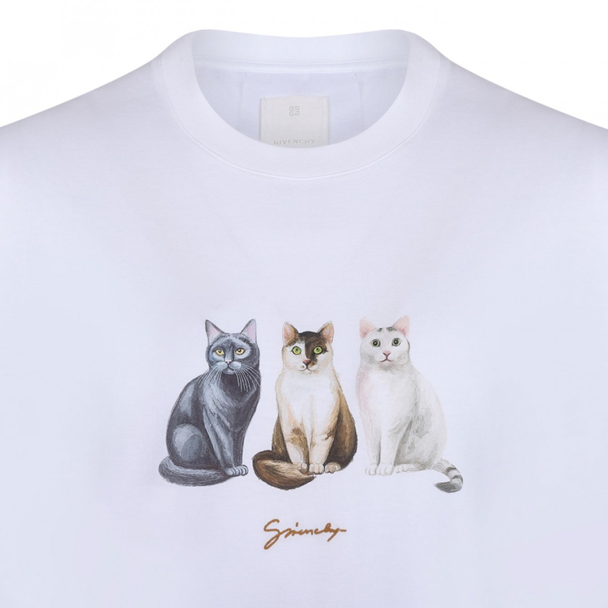 White Cats Print T-Shirt
