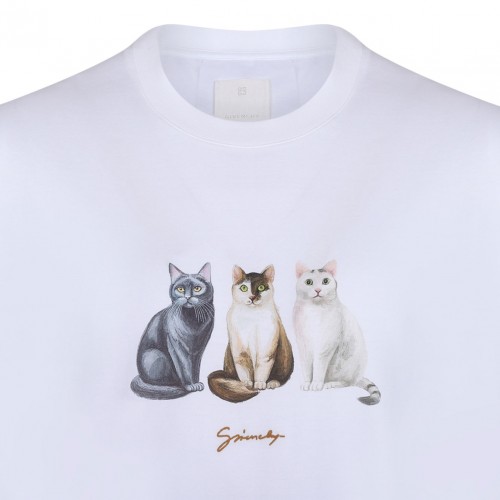 White Cats Print T-Shirt